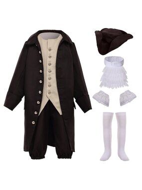 BPURB Colonial Costume Boys 18th Century American Costume Patriot  SZ 10